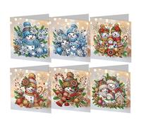 HTU 6PCS DIY Diamond Painting Christmas Greeting Cards with Envelopes Festive Diamond Art Greeting Cards for Xmas Birthday Creative Craft Kit for Kids & Adults Gifts