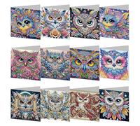 HTU 6PCS DIY Diamond Painting Christmas Greeting Cards with Envelopes Festive Diamond Art Greeting Cards for Xmas Birthday Creative Craft Kit for Kids & Adults Gifts