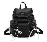 HTU Bows Aesthetic Backpack Large Capacity Computer Bookbag Lightweight Laptop Backpacks for Women College School Travel Office Work (Black) (黑色 Style 4)