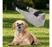 HTU Breathable Mesh Dog Muzzle for Small Medium Dogs-Anti-Biting Anti-Licking Adjustable Soft Muzzle for Dog Walking, Vet Visit, Grooming, Prevents Scavenging-S-Grey