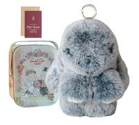 HTU Bunnylulu Keychain With Exquisite Box Handmade Soft Bunny Pompom Charms Plushies Lulu Rabbit Keyring for Backpack Decorations