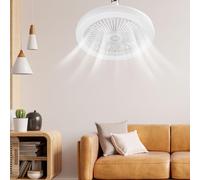 HTU Ceiling Fans with Lights 50W Quite Modern Ceiling Fan with LED Lights, 3 Color Temperature Adjustment for Bedroom, Parlor, Gift (White)