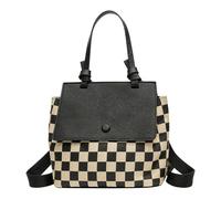 HTU Checkered Backpack for College Students Large Capacity Fashion Checkerboard Backpack Purse for Women Commuting (Black)
