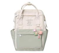 HTU Color Matching Simple Backpack with Pendant Aesthetic Backpack for Women (Green)