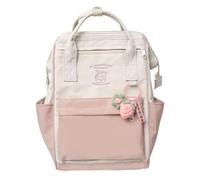 HTU Color Matching Simple Backpack with Pendant Aesthetic Backpack for Women (Pink)