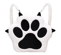 HTU Cute Cat Paw Plush Backpack with Adjustable Straps Kawaii Bag with Zipper Sweet School Bag Cartoon Backpack for Women Girls
