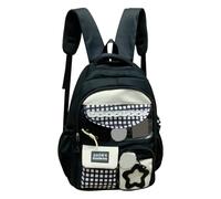 HTU Cute Dopamine School Bag with Charms Multi-Pockets Students Bag Large Capacity Kawaii Travel Backpack Lovely Shoulder Bags Outdoor Travel Dating Backpack (Black)