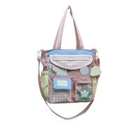 HTU Cute Dopamine School Bag with Charms Multi-Pockets Students Bag Large Capacity Kawaii Travel Backpack Lovely Shoulder Bags Outdoor Travel Dating Backpack (Light Pink)