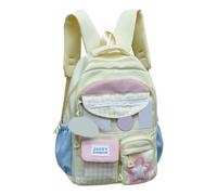 HTU Cute Dopamine School Bag with Charms Multi-Pockets Students Bag Large Capacity Kawaii Travel Backpack Lovely Shoulder Bags Outdoor Travel Dating Backpack (Yellow)