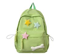 HTU Cute Star Backpack Junior High Students Backpack Nylon Teenagers Bag Large Capacity Fashion Backpack Cartoon for Outdoor Travel (Green)