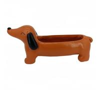 HTU Dachshund Flower Pot Flower Planter Resin Succulent Flower Planter Aesthetic Dog Pot Planter for Flowers & Small Plants