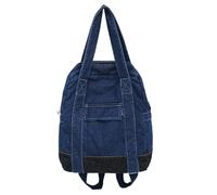 HTU Denim Backpack Adjustable Strap Women Schoolbag Casual Jeans Bag Retro Rucksack for Work Travel (Dark Blue)