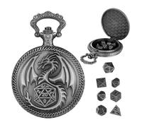 HTU DND Mini Dice Set Tiny Mini Role Playing Dice Set with Dragon Pocket Watch Case Metal Dice Set Role Playing Board Games Accessories for Dungeons and Dragons Gifts