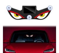 HTU Eye LED Car Window Light, IP65 Waterproof Wireless No Drill Solar and USB Powered Devil Eyes LED Light Strips for Car Truck Semi and RV Windshield-Red Yellow White