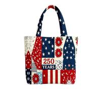 HTU Floral American Flag Quilted Tote Bag Canvas Patchwork Handbag 250 Anniversary Hobo Clutch Purses for 4th of July Travel Work Daily Use (250 Yrears) (56)