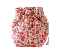 HTU Floral Drawstring Makeup Bag Travel Cosmetic Case Large Capacity Aesthetic Toiletry Bags for Women Girls Parties Work Traveling (Red Rose) (Style 1)