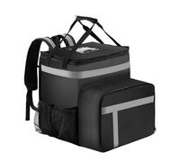 HTU Food Delivery Bag with Reflective Strip & Cup Holders & Handle Expandable Cooler Bags Waterproof Commercial Pizza Delivery Bags for Doordash/Uber Eats