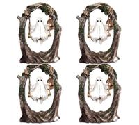 HTU Ghost Figurine, Ghost on a Tree Swing, Resin Cute Spooky Halloween Figurine, Multi-Purpose Lovely Decorations for Desktop Bookshelf Decor-4pcs