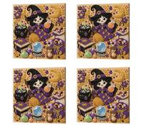 HTU Halloween Diamond Pearl Art DIY Kit, 20x20cm-Little Witch-4PCS