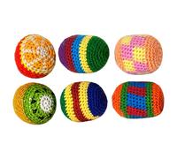 HTU Hand-Made Knitted Footbag, Juggling Balls with Multicolored Geometric Pattern, Multicolor Ready-to-Use Lightweight Crochet Foot Bags for Adults Leisure Occasion-12PCS-Random
