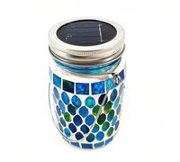 HTU LED Outdoor Solar Hanging Lantern Waterproof Solar Glass Bottle Table Lamp Outdoor Hanging Lawn Garden Mosaic Lamp for Garden Patio Party Yard Balcony Decor
