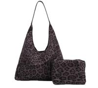 HTU Leopard Tote Bag Vintage Hobo Bag Large Capacity Work Tote Bag (Brown)