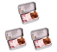 HTU Little Pocket Bear Hug, Cute Stuffed Animal Doll, Cotton Filled Mini Cartoon Teedybear Doll, Lightweight Soft Bear Plush Dolls Gift for Women Friend-Brown-3PCS