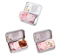 HTU Little Pocket Bear Hug, Cute Stuffed Animal Doll, Cotton Filled Mini Cartoon Teedybear Doll, Lightweight Soft Bear Plush Dolls Gift for Women Friend-MIX-3PCS