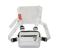 HTU Men Women Oxford Cloth Big Capacity Waistcoat Hip-Hop Streetwear Belt Pouch Multi-Function Vest Chest Shoulder Bags (White)