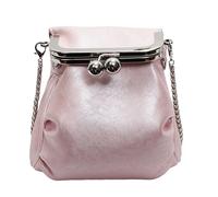 HTU Mini PU Leather Purse Women Aesthetic Pouches with Chain Strap (Pink)
