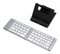 HTU Mini Wireless Folding Keyboard Mouse -Compatible Slim Folding Keypad Tablet Phone Stand 3 Modes Rechargeable 2.4G for IOS/Android Tablet Phone