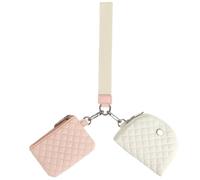 HTU Mini Wrist Wallet for Women Men Quilted Dual Pouch Wallet Zip Around Purse Small and Portable Mini Purse for Card Key Money (C)