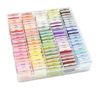 HTU Multi-Color Embroidery Yarn with Transparent Storage Box Cross Stitch Supplies Sewing Embroidery Thread Set for Halloween Christmas Mothers Day (100)