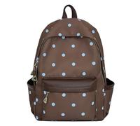 HTU Polka Dot Aesthetic Preppy Backpack with Star Charm Travel Casual Daypack Kawaii Sweet Laptop Backpack for Elementary & Middle Girl Students (Brown)