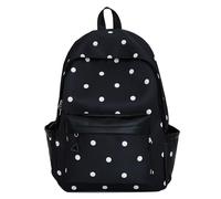 HTU Polka Dot Aesthetic Preppy Backpack with Star Charm Travel Casual Daypack Kawaii Sweet Laptop Backpack for Elementary & Middle Girl Students (Black)