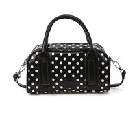 HTU Polka Dot Purse Top Handle Bag Lightweight Casual Commuter Bag with Adjustable Wide Strap PU Leather for Women Travel Shopping Casual Travel (Black)