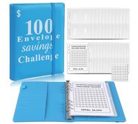 HTU Portable 100 Envelopes Savings Challenge Binder Reusable Mini Savings Challenge Budget Book for Budgeting & Saving