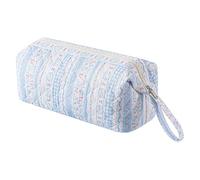HTU Quilted Travel Case with Handle & Zipper Cute Floral Carrying Bag Large Capacity Storage Bags for Airwrap Hair Dryer Shark Flexstyle (Blue Ribbon Rabbit) (Style 5)