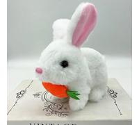 HTU Realistic Bunny Toy, Hopping Rabbit with Sounds and Movements Animated Walking Wiggle Ears Twitch Nose, Plush Bunny Toy Easter Gift for Kids-White