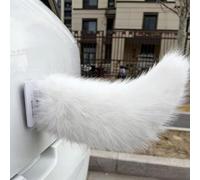 HTU Remote Control Electric Car Tail, Cute Car Decoration Tails, Rechargeable Plush Animal Moving Tail with Remote Control for Auto Trunk Bumpe Outing Social Occasions-White