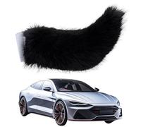 HTU Remote Control Electric Car Tail, Cute Car Decoration Tails, Rechargeable Plush Animal Moving Tail with Remote Control for Auto Trunk Bumpe Outing Social Occasions-All Black