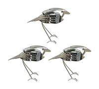 HTU Robin Bird Scrap Metal Art Sculpture, Multipurpose Decorative Steel Craft Bird, Stainless Steel Spoon Fork Mockingbird Sculpture for Dining Table Office Desktop-Silver 3Pcs