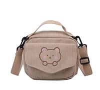 HTU Shoulder Purse Embroidery Bear Women Shoulder Messenger Bag Flap Pocket Autumn Winter Purse for Student Girls