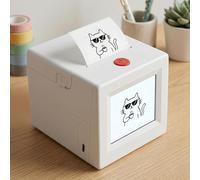 HTU Smart AI Voice Sticker Printer Box with Display, AI Sticker Printer for Home Office Study & DIY Projects, 5 Rolls Paper Included-white