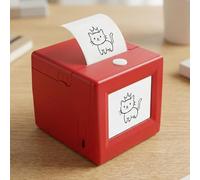 HTU Smart AI Voice Sticker Printer Box with Display, AI Sticker Printer for Home Office Study & DIY Projects, 5 Rolls Paper Included-red