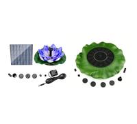 HTU Solar Bird Bath Fountain Pump, Mini Lotus Solar Fountain Water Pump with 6 Nozzles for Garden Pond Pool Fish Tank and Outdoor, Easy Install -Blue+Green