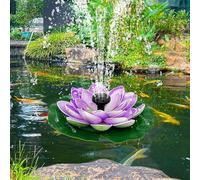 HTU Solar Bird Bath Fountain Pump, Mini Lotus Solar Fountain Water Pump with 6 Nozzles for Garden Pond Pool Fish Tank and Outdoor, Easy Install -Purple
