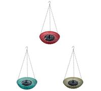 HTU Solar Cascade Hanging Bird Bath, Bird Bath Bowl with Solar Powered Pump, Wildlife Feeder, Hanging Solar Birds Baths Fountain for Outdoor Garden Backyard Patio Lawn-MIX-3PCS