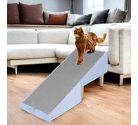 HTU Split Ottoman Dog Ramp for Couch & Bed, 2-In-1 Split Dog Ramp, 220LBS Capacity Non-Slip Foldable Human Chairs, Detachable Convertible Pet Ramps Footstool for Small and Large Dogs-Blue