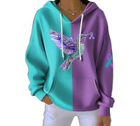 HTU Suicide Prevention Awareness Printed Hoodie Pullover Tops for Women (Purple XXL)